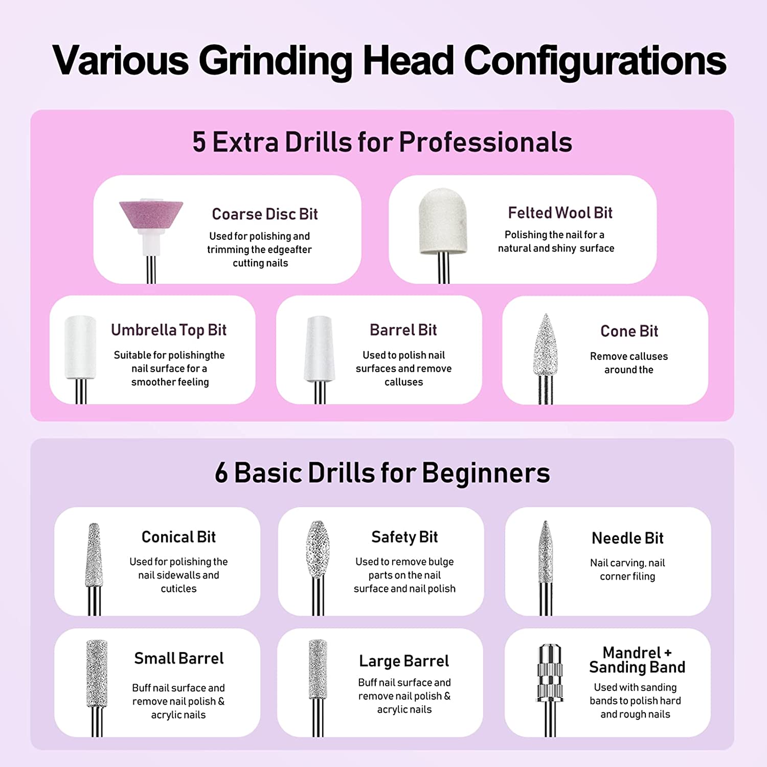 COSLUS Cordless Nail Drill Electric File: Professional for Acrylic Gel Dip Powder Nails Portable Nail Drill Machine Kit for Manicure Pedicure Nail Dremel Set with Everything Rechargeable Lightweight - Image 9
